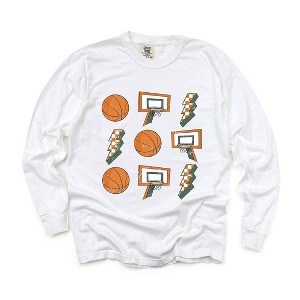 Simply Sage Market Women's Basketball Collage Long Sleeve Garment Dyed Tee - 1 of 3