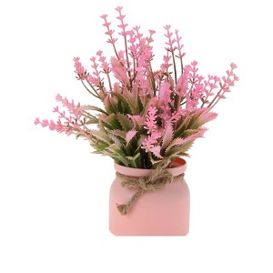 Unique Bargains Artificial Plants 3-Stem Lavender Plant Plastic 3.07"x3.07"x7.87" 1 Pc - 1 of 4