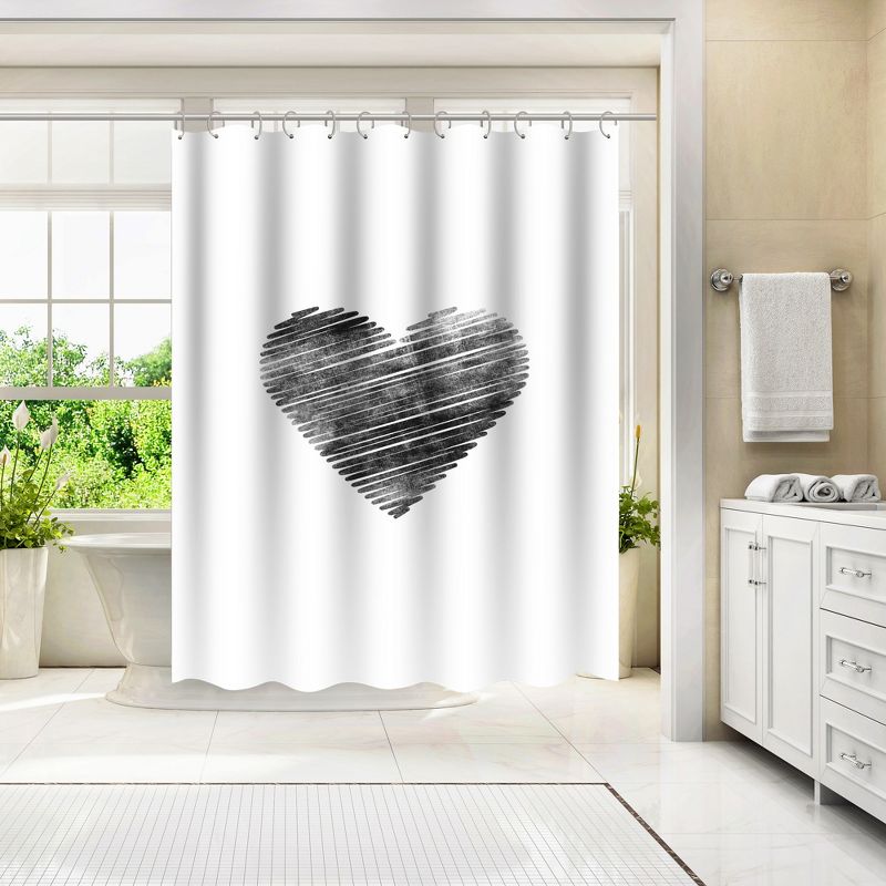 Americanflat 71" x 74" Shower Curtain, Scribble Heart by Motivated Type, 4 of 9