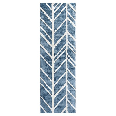 Blue Solid Tufted Rectangle Runner - (2'6"x8') - Anji Mountain