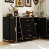 Famapy Black and Gold Horizontal Dresser: Partitioned Storage Areas, Sturdy and Long - Lasting for a Luxurious Lifestyle - 2 of 4