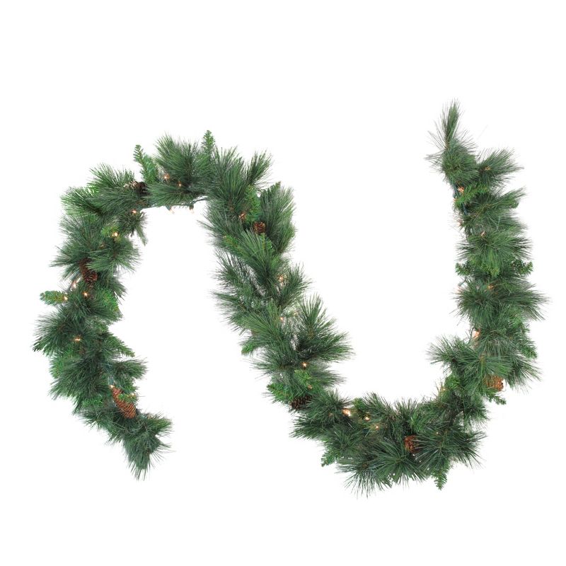Northlight 9' x 14" Prelit White Valley Pine Artificial Christmas Garland - Clear Lights, 1 of 6