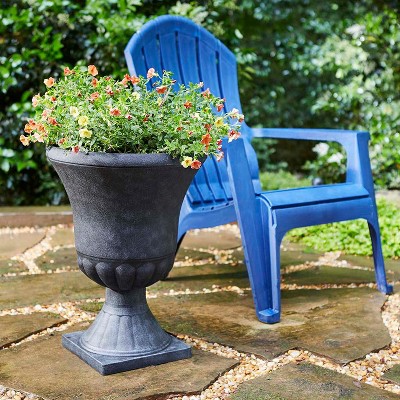 Winston 16 Inch Black Resin Outdoor Urn Planter