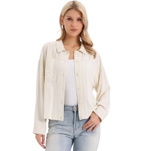 INSPIRE CHIC Women's Button Down Long Sleeve Lapel Casual Jackets with Pockets - 1 of 4