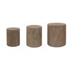 CAVINAS Coffee Tables for Living Room Rustic Rounded Wooden Coffee Table Set of 3 Modern End Tables Plant Stands for Apartment - 2 of 4