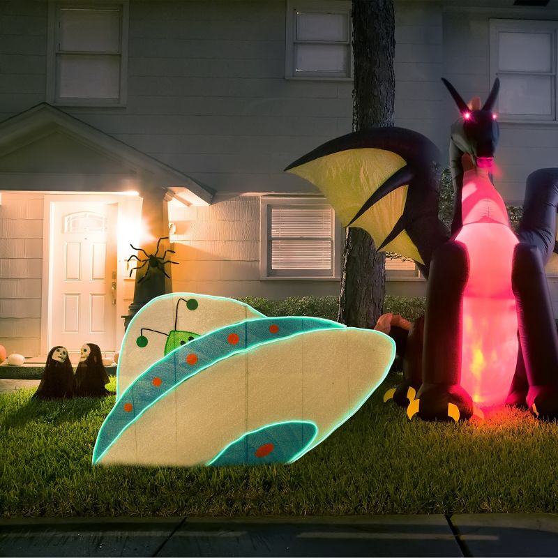 35" Halloween Alien Spacecraft with LED Light Strips, 2 of 5