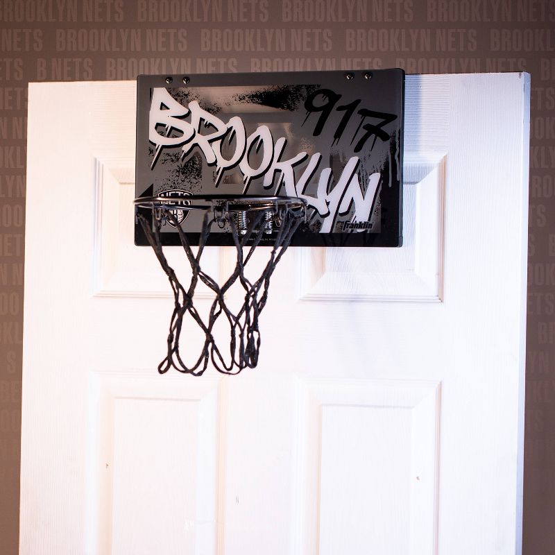 NBA Brooklyn Nets Over The Door Mini Basketball Hoop, 2 of 7