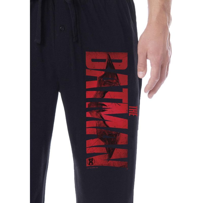 DC Comics Men's The Batman Movie Logo Adult Loungewear Pajama Pants Black, 3 of 4