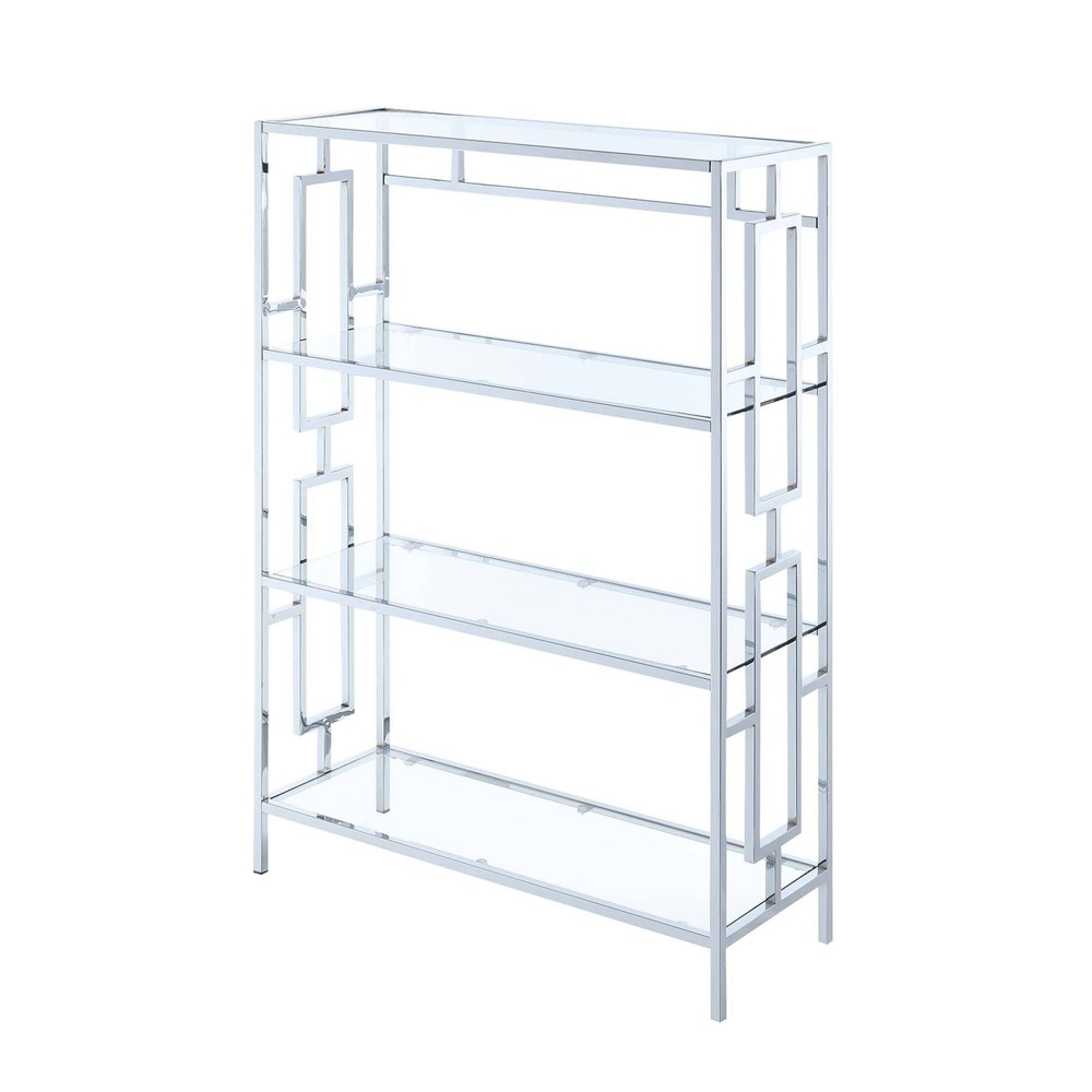 Photos - Wall Shelf 42.75" Town Square Chrome 4 Tier Bookcase Chrome - Breighton Home