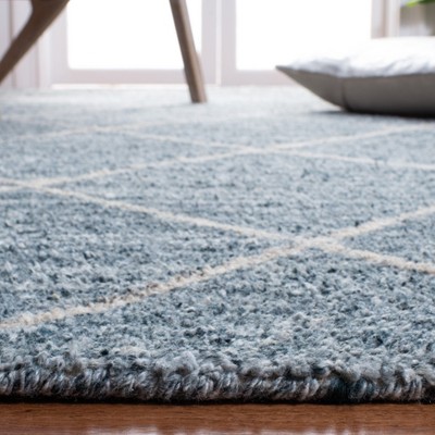 Hand-Loomed Artisan Blue Wool Rug, 4' x 6', Transitional Tufted Design