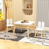 Angel Sar Rabbit Themed Kids Table and 2 Chairs Set, 3-Piece Wooden Toddler Activity Table with Bunny Ear Chairs, White Play Table for Children - 2 of 4