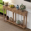 Retro Console Table with 4 Drawers and Open Shelf, perfect for Entryways, Living Rooms, and Hallways - 2 of 4
