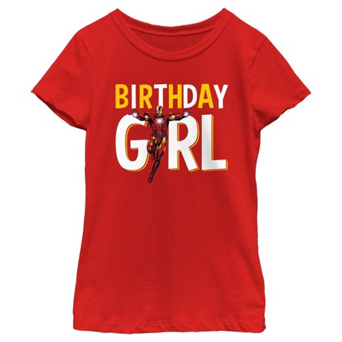 Girl s Marvel Birthday Girl Iron Man T shirt Target