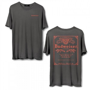 Mens Budweiser Classic Logo Vintage Front and Back T-Shirt by Junk Food - 1 of 2