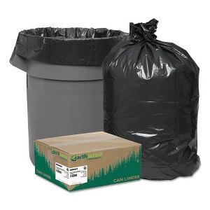 Earthsense Commercial Linear Low Density Recycled Can Liners, 45 gal, 1.25 mil, 40" x 46", Black, 10 Bags/Roll, 10 Rolls/Carton - 1 of 2