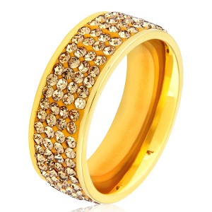 West Coast Jewelry Women's Crystal Stones Gold Plated Steel Ring - 1 of 4