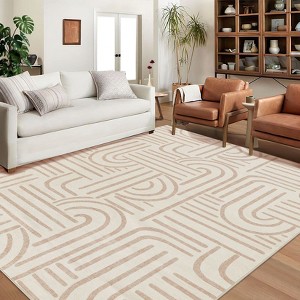 Modern Area Rug for Living Room, Vintage Low Pile Floor Rug with Non Slip Backing, Washable Stain Resistant Carpet for Dorm Office - 1 of 4