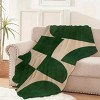 Green & Beige Minimalist Flannel Throw Blanket - All-Season Cozy Sofa & Bed for Home, Travel, Camping, Office - Perfect Gift for Men, Women - 3 of 4