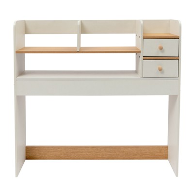 YIYIBYUS Desk Bookshelf with 2 Drawers, Desktop Storage Organizer, White