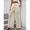 Women's Casual Wide Leg Button Front Trousers Straight Loose Long High Waisted Pants White S - 2 of 4
