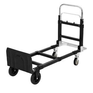 TROPOW 2-in-1 Convertible Hand Truck ¨C Black Heavy Duty 660LB Capacity Folding Dolly with 10" Wheels for Garage/Warehouse (1-Pack) - 1 of 4