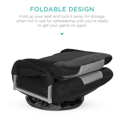 Black and Gray Swivel Gaming Floor Chair with Armrests