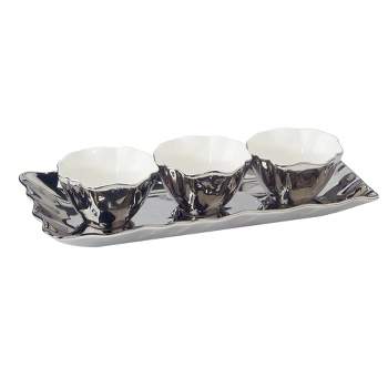 Certified International 4pc Silver Coast Tray and Condiment Bowl Set