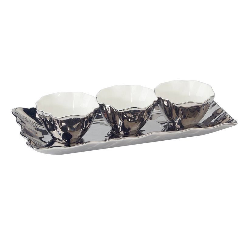 Certified International 4pc Silver Coast Tray and Condiment Bowl Set, 1 of 4