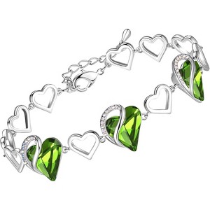 Adjustable Infinity Heart Bracelet with Birthstone - Silver Tone Link Chain Gift for Her - 1 of 4