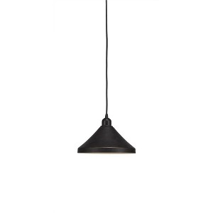 Toltec Lighting Vintage 1 - Light Pendant in  Dark Granite with 10" Dark Granite Cone Metal Shade Shade - 1 of 1