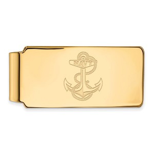 Black Bow Jewelry 10k Yellow Gold Navy Midshipmen NCAA Money Clip - 1 of 3