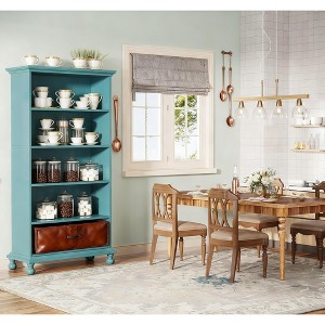 Gulches 5-Shelf Bookcase with Drawer, 71" Solid Wood Legs Storage Shelf for Home - 1 of 4