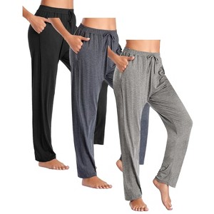 Blue Ice  Women's Loose Fit Classic Lounge Pants-3 Pack - 1 of 4