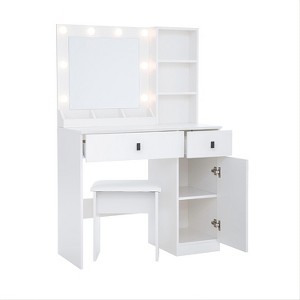TiramisuBest Vanity Desk with Lights, Vanity Set with Mirror, Vanity Desk with Large Drawers & Three Level Storage Dreeser, Vanitys/V - 1 of 4