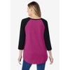 Woman Within Plus Size Three-Quarter Sleeve Baseball Tee - 3 of 4