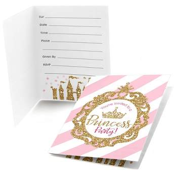 Big Dot of Happiness Little Princess Crown - Fill In Pink and Gold Princess Baby Shower or Birthday Party Invitations (8 count)