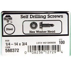 Hillman 1/4-14 Sizes X 3/4 in. L Hex Hex Washer Head Sheet Metal Screws 100 pk - 1 of 1