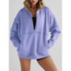 Imily Bela Womens Oversized Fleece Half Zip Stand Collar Long Sleeve Thumb Hole Pullovers with Pockets - 2 of 4