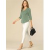 INSPIRE CHIC Women's Polka Dots 3/4 Sleeve Casual Button Front Shirt - 3 of 4