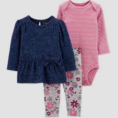 Baby Girls' Floral Top & Bottom Set - Just One You® made by carter's Blue 3M