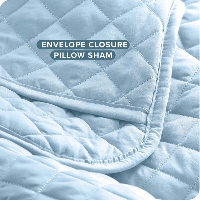 Light Blue Diamond Stitched Microfiber Full Coverlet Set