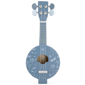 Label Label: Wooden Banjo Toy - Blue, Nature Design, Kids Ages 3+ - 1 of 4