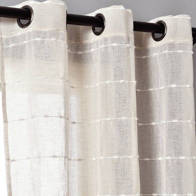 Beige Sheer Polyester Grommet Window Curtain Panels, 38"W x 95"L