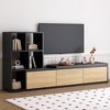126" MDF Extendable TV Stand with 3-Tier Bookshelves and Sliding Tabletop, Storage Cabinets for TVs up to 110" for Living Room or Entryway - 3 of 4