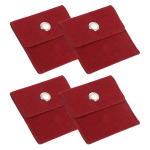 Unique Bargains Earrings Necklaces Rings Velvet Pouches Snap Button Portable Jewelry Storage Bag 4 Pcs - 1 of 4
