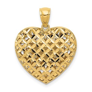Black Bow Jewelry 14k Two Tone Gold Reversible Filigree and Basket Weave Heart Pendant - 1 of 4