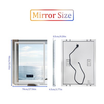 ARTLOGE Smart LED Illuminated Fog-free Rectangle Bathroom Mirror Bluetooth Speaker Digital Display