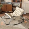 Vynxaria Series Off White Mesh Fabric Rocking Chair Set of 1 with 35 Inch Cushion Storage 330LB Steel Frame All Weather Recline - 4 of 4