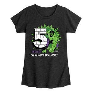 Girls' - Marvel - Hulk Incredible Birthday 5 Fitted Short Sleeve Graphic T-Shirt - 1 of 4