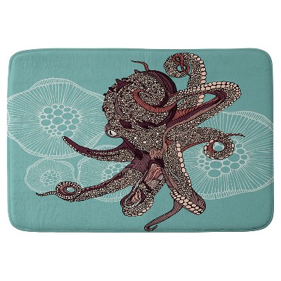 Valentina Ramos Octopus Bloom Cushion Bath Mat Blue - Deny Designs